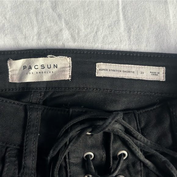 PacSun Super Stretch Shortie Black Lace Up Tie Front Size 23 - Picture 3 of 3
